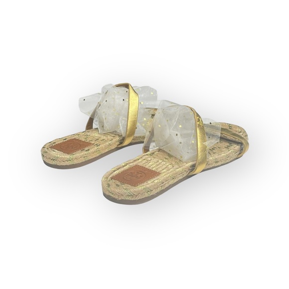 Tory Burch ✤ Two Band Flats Espadrilles Slides Jute Sandals ✤ Metallic Gold ✤ 8M - Picture 5 of 17
